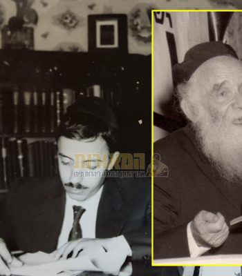 הגר"א קוטלר על רקע תמונת הגר"ש קורח בתקופת לימודו בלייקווד | צילומים: ויקיפדיה, ארכיון הרב מאיר קורח