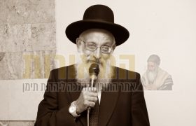 הגה"צ רבי אריה נדב זצ"ל נואם בשמחת בר המצוה של להבחל"ח הר"ר אלנתן אלוני הי"ו | צילום: אבישי