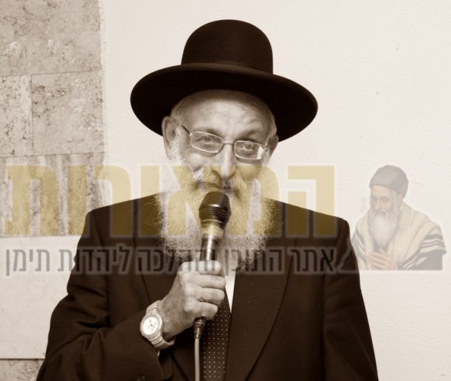 הגה"צ רבי אריה נדב זצ"ל נואם בשמחת בר המצוה של להבחל"ח הר"ר אלנתן אלוני הי"ו | צילום: אבישי