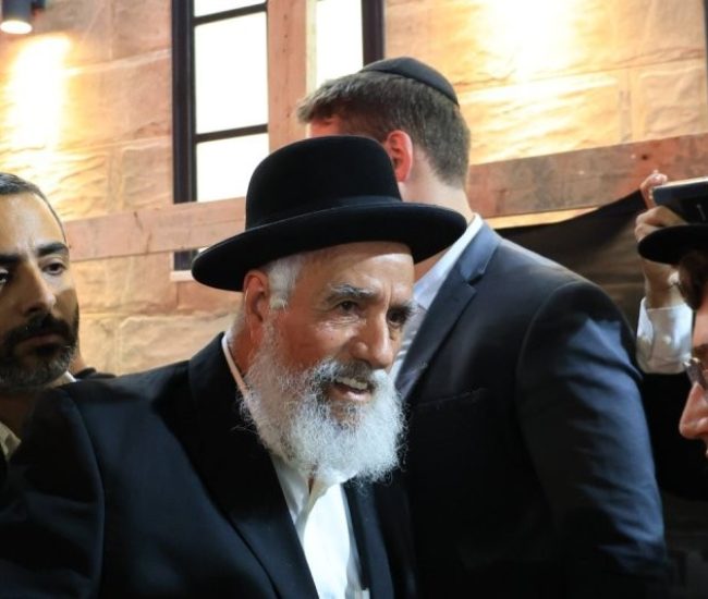 מרן הגאב"ד שליט"א בעצרת המחאה שנערכה בבני ברק - תמוז תשפ"ו | צילום: אריאל סר